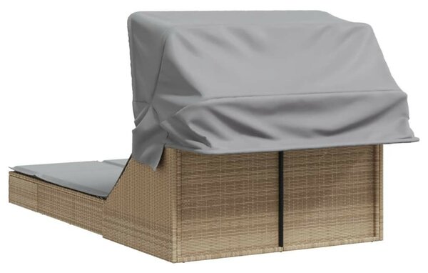 VidaXL Dupla Napozóágy - Polyrattan - Bézs - 200x100cm