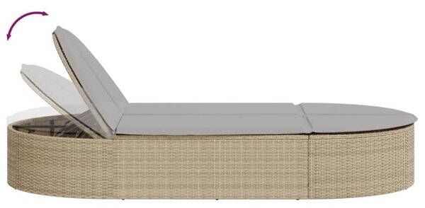 VidaXL Dupla Napozóágy - Polyrattan - Bézs - 200cm