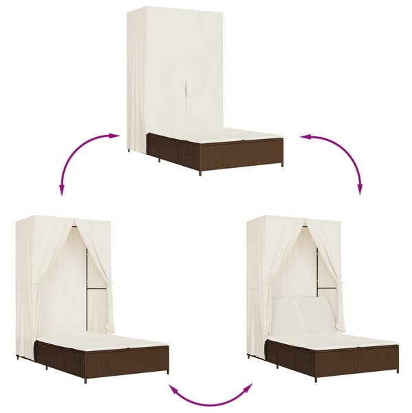 VidaXL Dupla Napozóágy - Polyrattan - Barna - 197x100 cm