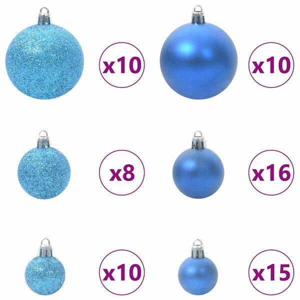 Karácsonyi Díszgömb Készlet 120 db 300 LED Meleg fehér Ø 6 cm