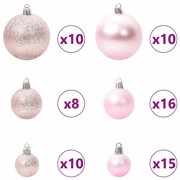 Karácsonyi Díszgömb Készlet 120 db 300 LED Meleg fehér Ø 6 cm