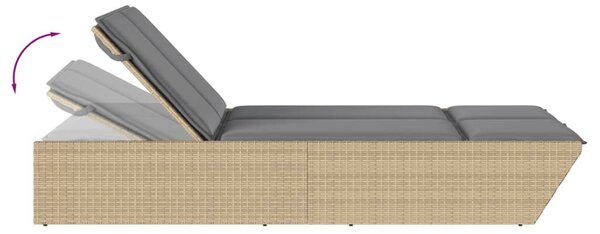 VidaXL Dupla Napozóágy - Polyrattan - Bézs - 200cm