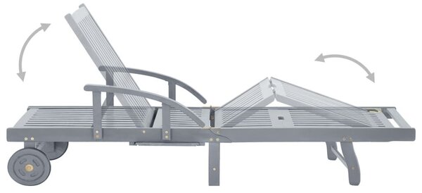 VidaXL Akácfa Napozóágy - 200cm - Szürke