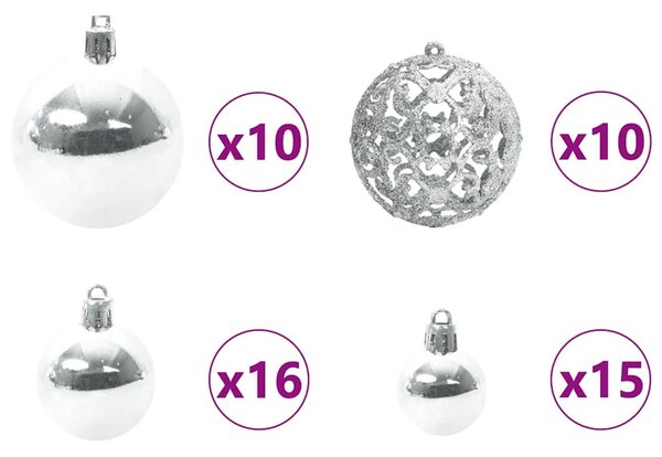 Karácsonyi Díszgömb Készlet 120 db Ezüst Ø 6 cm Műanyag 300 LED