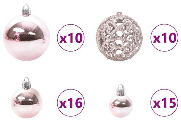 Karácsonyi Díszgömb Készlet 120 db 300 LED Meleg fehér Ø 6 cm