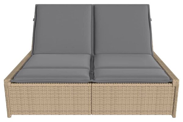 VidaXL Dupla Napozóágy - Polyrattan - Bézs - 200cm