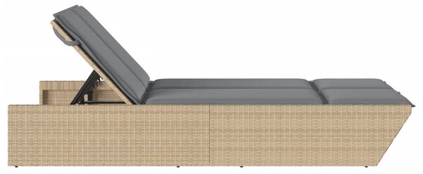 VidaXL Dupla Napozóágy - Polyrattan - Bézs - 200cm