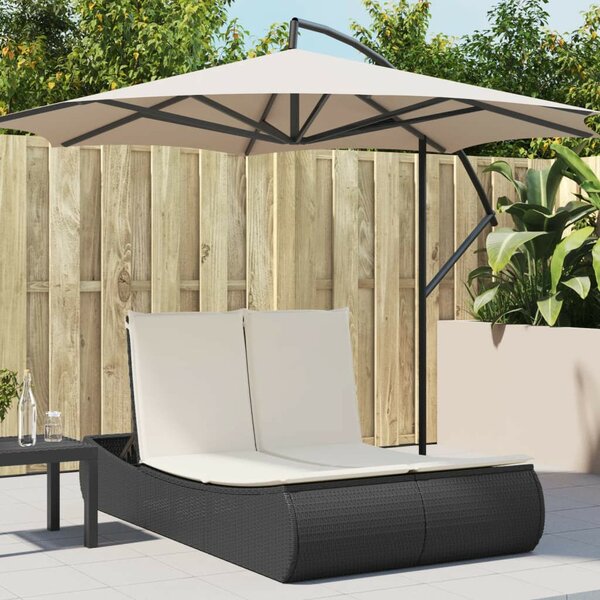 VidaXL Dupla Napozóágy - Polyrattan - Fekete - 200cm