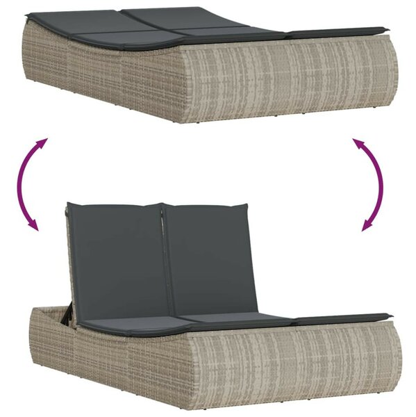 VidaXL Dupla Napozóágy - Polyrattan - 200cm