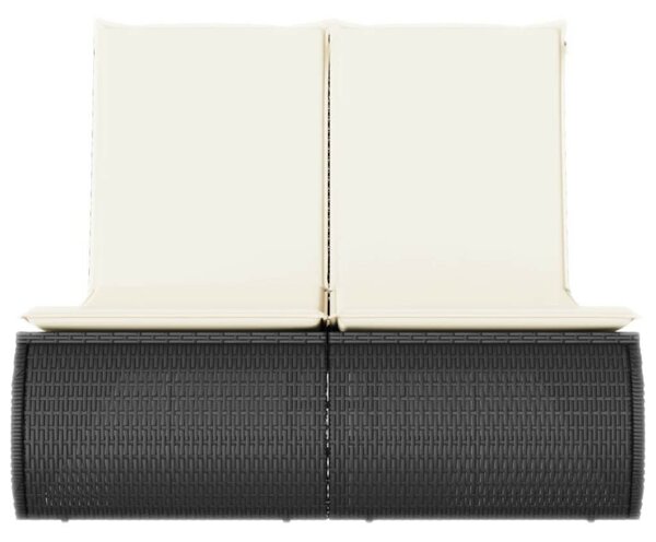 VidaXL Dupla Napozóágy - Polyrattan - Fekete - 200cm