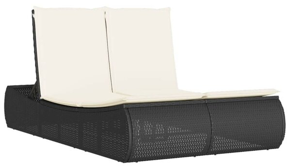 VidaXL Dupla Napozóágy - Polyrattan - Fekete - 200cm