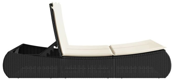 VidaXL Dupla Napozóágy - Polyrattan - Fekete - 200cm