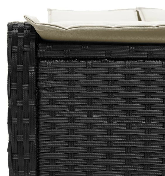 VidaXL Dupla Napozóágy - Polyrattan - Fekete - 200cm