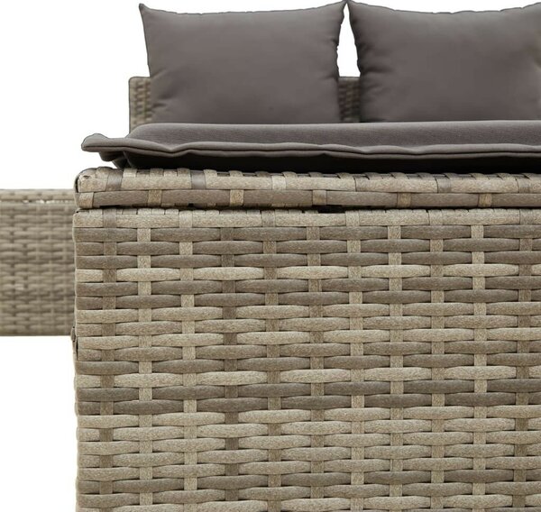 VidaXL szürke polyrattan dupla napozóágy párnával