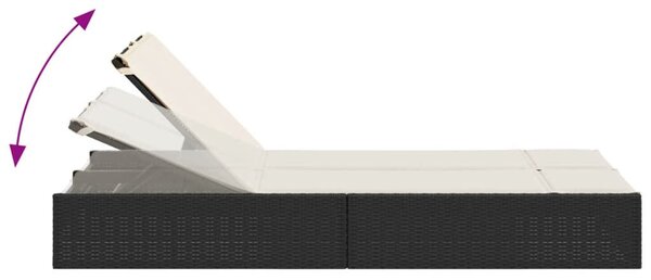 VidaXL Dupla Napozóágy - Polyrattan - Fekete - 200cm