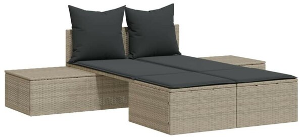 VidaXL Dupla Napozóágy - Polyrattan - 162cm