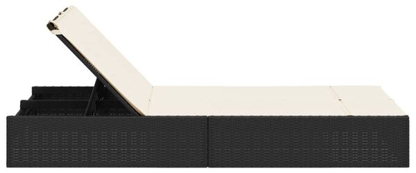 VidaXL Dupla Napozóágy - Polyrattan - Fekete - 200cm