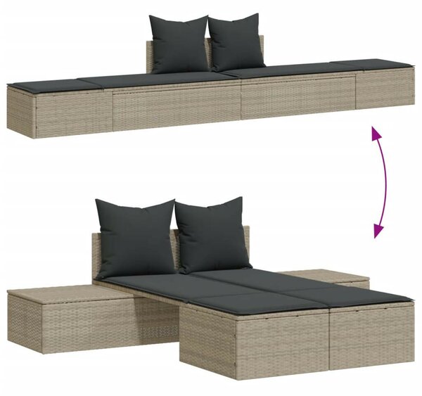 VidaXL Dupla Napozóágy - Polyrattan - 162cm
