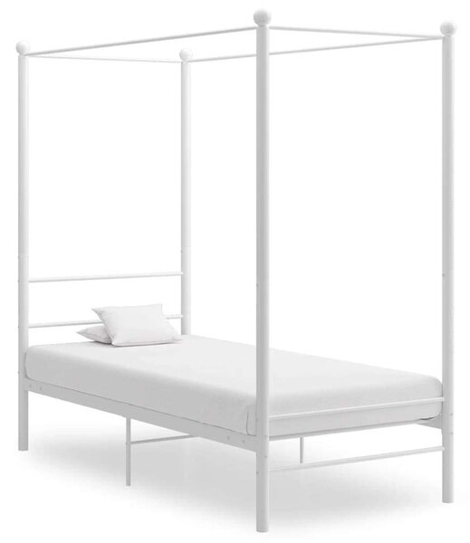 VidaXL Fehér Fém Baldachinos Ágykeret - 100x200 cm