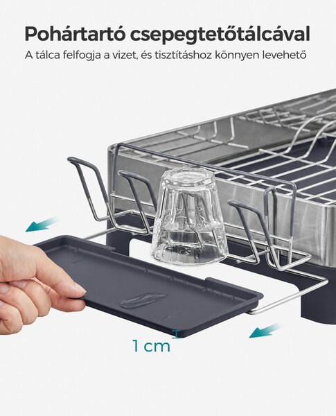 SONGMICS rozsdamentes edénycsepegtető kihúzható kifolyóval, 57,2 cm, ezüst-szürke