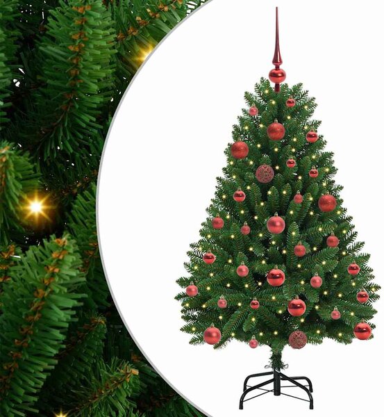 Mű karácsonyfa 120 cm 150 LED Meleg fehér PVC és Acél Zöld