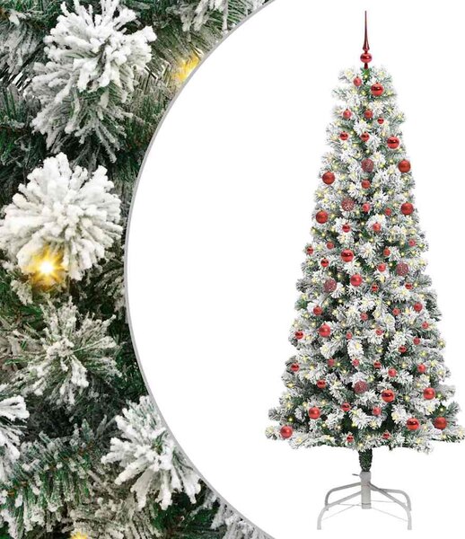 Műanyag Hajtogatós Karácsonyfa 300 LED-del Zöld és Fehér 210 cm