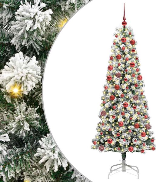 Műanyag Hajtogatós Karácsonyfa 300 LED Zöld és Fehér 180 cm