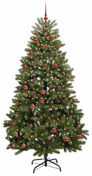 Mű karácsonyfa 210 cm 300 LED Meleg fehér PVC és Acél Zöld