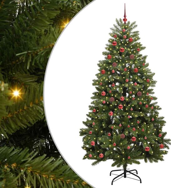Mű karácsonyfa 210 cm 300 LED Meleg fehér PVC és Acél Zöld