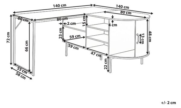 Sarok íróasztal SOLARI 140 cm 140 cm Sötétbarna