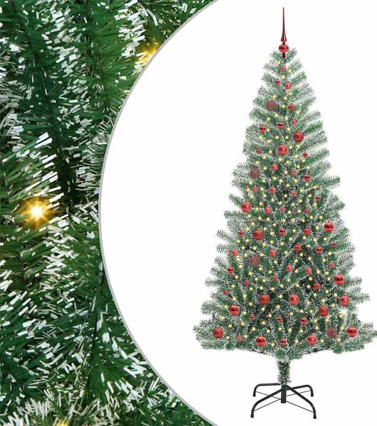 Mű karácsonyi fa hóval borítva LED fényekkel 300 LED-del 210 cm