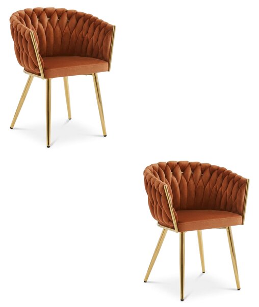 ORION VELVET étkezőfotel bársony kárpitozással, arany lábakkal, terrakotta