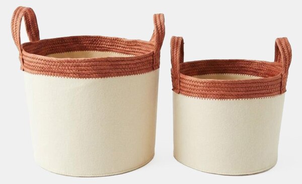 Sinsay - Tárolókosarak fonott fogantyúkkal 2 pack - bézs