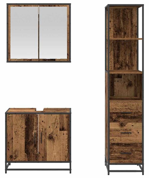 Fürdőszoba bútor szett 3 pcs Régi fa 65 x 33 x 60 cm Faanyag