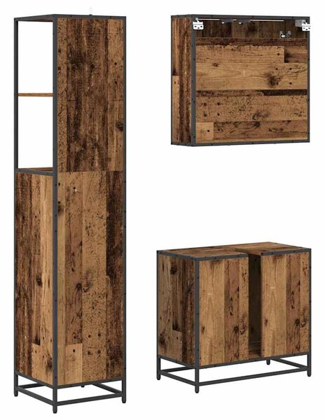 Fürdőszoba bútor szett 3 pcs Régi fa 65 x 33 x 60 cm Faanyag