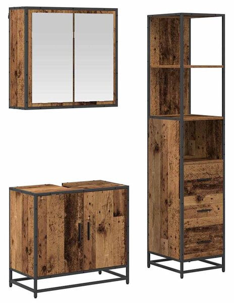 Fürdőszoba bútor szett 3 pcs Régi fa 65 x 33 x 60 cm Faanyag