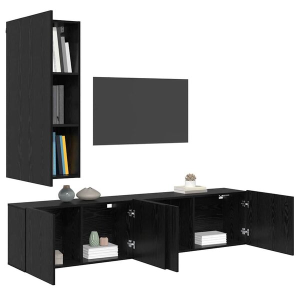 TV falit kabinet szett 5 pcs Musta tammi Faanyag