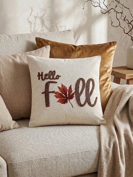 Sinsay - Dekoratív párnahuzat „Hello Fall” felirattal - krémszínű