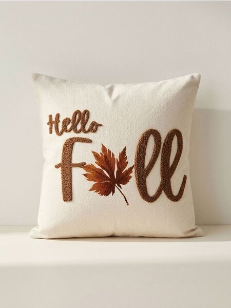 Sinsay - Dekoratív párnahuzat „Hello Fall” felirattal - krémszínű