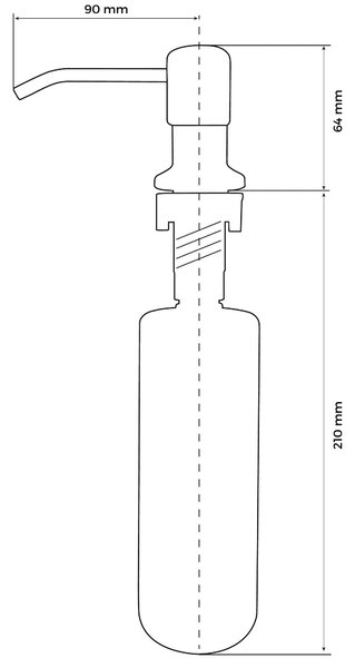 Gamma Top, mosogatószer adagoló mosogatóhoz 400 ml, matt fekete, GMA-DOZL-BK