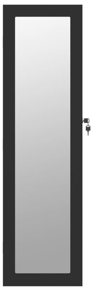 Fekete falra szerelhető tükrös ékszerszekrény 30x8,5x106 cm