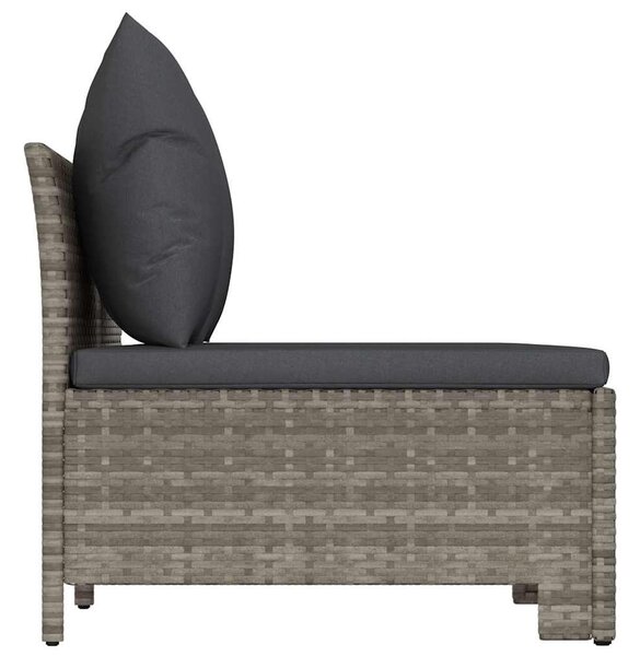 3 részes szürke polyrattan kerti bútor szett párnákkal
