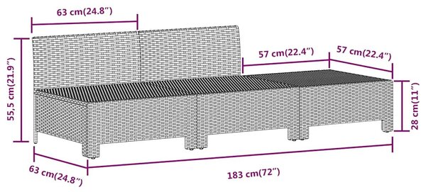 3 részes szürke polyrattan kerti bútor szett párnákkal