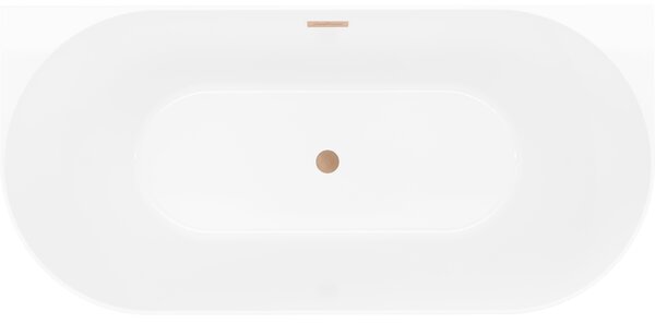 Mexen Oval Slim, szabadon álló, falhoz szerelhető kád, 170 x 80 cm, fehér-fekete, matt réz túlfolyóval, 52661708075-65