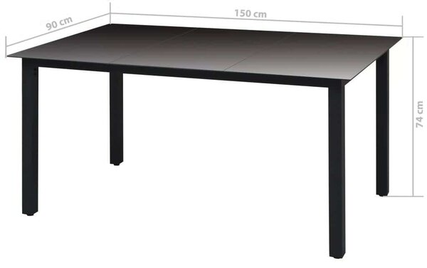 Polyrattan Kerti Étkezőgarnitúra - 7 részes - Fekete