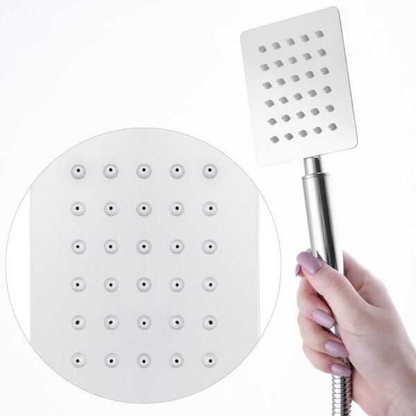 Erga Dual, rejtett zuhanyszett esőztető zuhannyal 30×30, króm, ERG-YKA-BP.DUAL30