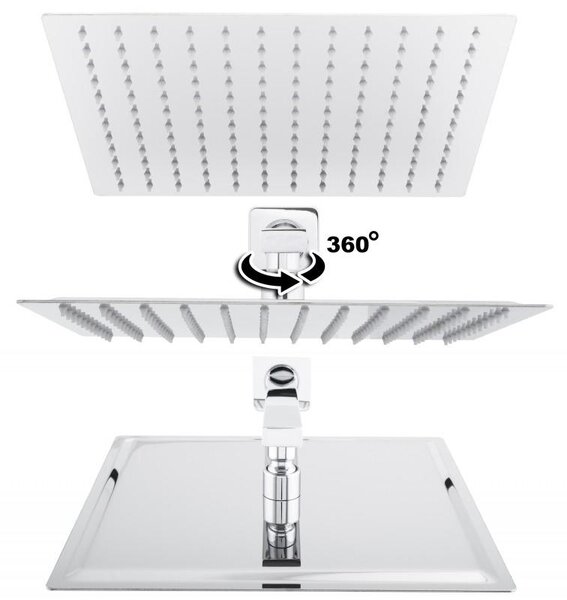 Erga Dual, rejtett zuhanyszett esőztető zuhannyal 30×30, króm, ERG-YKA-BP.DUAL30