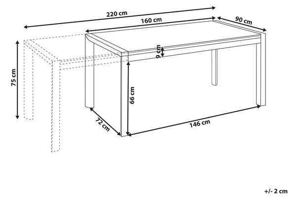 Bővíthető kerti étkezőasztal BINASCO 160/220 cm 90 cm Bézs