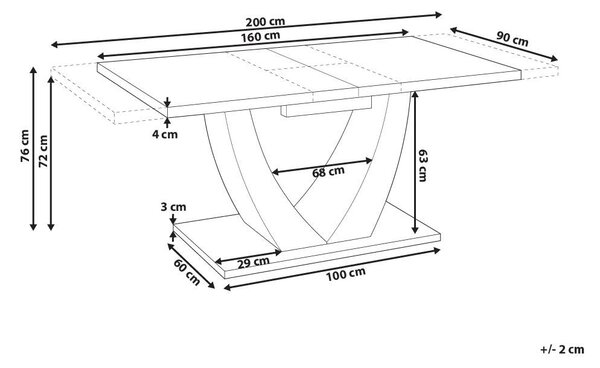 Kihúzható étkezőasztal MERRAN Világosbézs 160/200 cm 90 cm