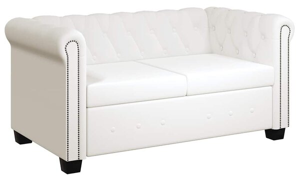 2 személyes fehér műbőr Chesterfield kanapé
